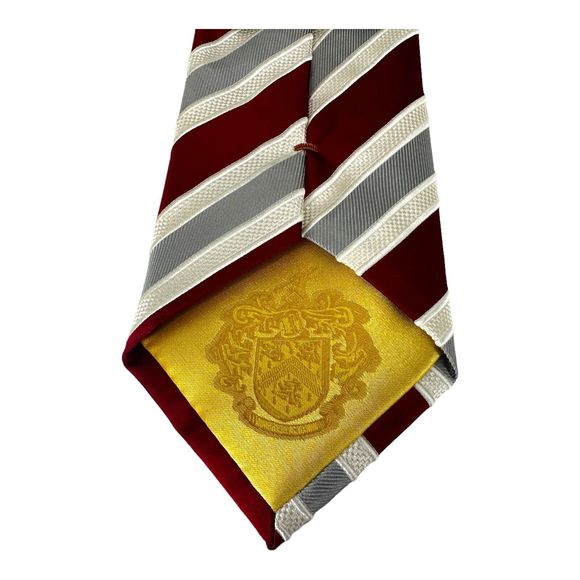 DONALD J TRUMP Signature Collection Gold Bar Red Grey Stripe 100% Silk Tie - Picture 4 of 5